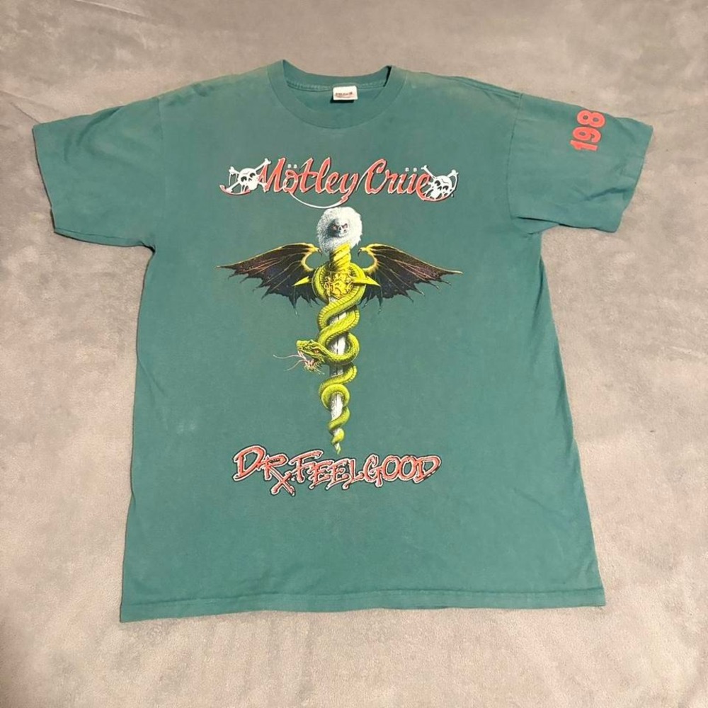 1989 Mötley Crüe Dr. Feelgood‎ Tour Tee Teal L/XL